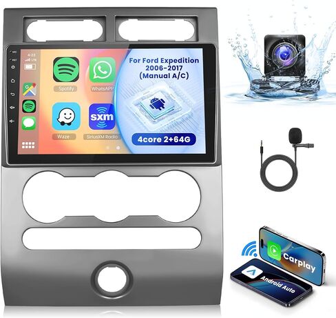 【2G+64G】 لسيارة Ford Expedition 2006-2017 (دليل A/C) ستيريو راديو السيارة Android، Carplay اللاسلكي Android Auto 9 بوصة شاشة تعمل باللمس بلوتوث مستقبل صوت السيارة GPS واي فاي كاميرا احتياطية FM/RDS HiFi SWC in Saudi Arabia