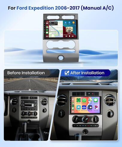 【2G+64G】 لسيارة Ford Expedition 2006-2017 (دليل A/C) ستيريو راديو السيارة Android، Carplay اللاسلكي Android Auto 9 بوصة شاشة تعمل باللمس بلوتوث مستقبل صوت السيارة GPS واي فاي كاميرا احتياطية FM/RDS HiFi SWC in Saudi Arabia