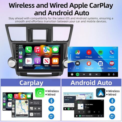 [8 Core 4+64G] Android Car Stereo for Toyota Highlander 2008 2009-2013 with Wireless Carplay & Android Auto - 10.1 Inch IPS Touchscreen with WiFi/DSP/Multiple UI Themes + AHD Rear View Camera in Saudi Arabia