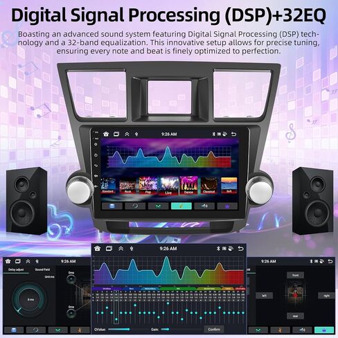 [8 Core 4+64G] Android Car Stereo for Toyota Highlander 2008 2009-2013 with Wireless Carplay & Android Auto - 10.1 Inch IPS Touchscreen with WiFi/DSP/Multiple UI Themes + AHD Rear View Camera in Saudi Arabia