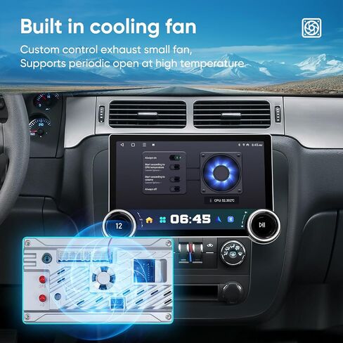 ستيريو راديو السيارة بمقبض مزدوج 11.5 بوصة لسيارة GMC Yukon Tahoe Suburban 2007-2012 Sierra Silverado 2010-2013 مع Carplay Android، 8-Core، GPS، 5G WiFi، كاميرا خلفية 1080P، مروحة عادم، SWC in Saudi Arabia