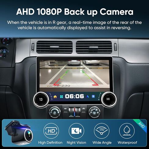 ستيريو راديو السيارة بمقبض مزدوج 11.5 بوصة لسيارة GMC Yukon Tahoe Suburban 2007-2012 Sierra Silverado 2010-2013 مع Carplay Android، 8-Core، GPS، 5G WiFi، كاميرا خلفية 1080P، مروحة عادم، SWC in Saudi Arabia