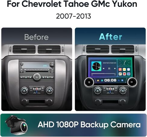 ستيريو راديو السيارة بمقبض مزدوج 11.5 بوصة لسيارة GMC Yukon Tahoe Suburban 2007-2012 Sierra Silverado 2010-2013 مع Carplay Android، 8-Core، GPS، 5G WiFi، كاميرا خلفية 1080P، مروحة عادم، SWC in Saudi Arabia
