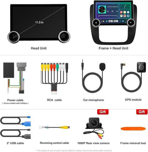 ستيريو راديو السيارة بمقبض مزدوج 11.5 بوصة لسيارة GMC Yukon Tahoe Suburban 2007-2012 Sierra Silverado 2010-2013 مع Carplay Android، 8-Core، GPS، 5G WiFi، كاميرا خلفية 1080P، مروحة عادم، SWC in Saudi Arabia