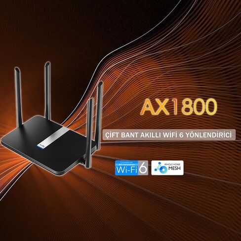 Cudy New AX 1800Mbps WiFi 6 Mesh Router، AX1800 2.4G 5G Gigabit موجه الإنترنت اللاسلكي للمنزل والمكتب، الألعاب، موجه VPN، OpenWRT، OpenVPN، طويل المدى، X6 in Kuwait