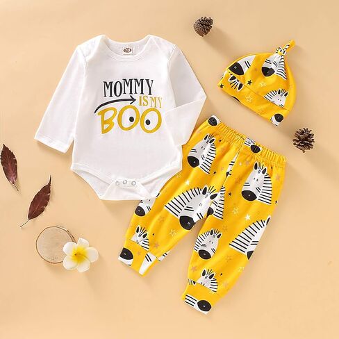 Baby Boy Clotehs Infant Girls Romper Long Pants Hat 3 Pcs Outfits Set Fall Spring 0-18M in Saudi Arabia