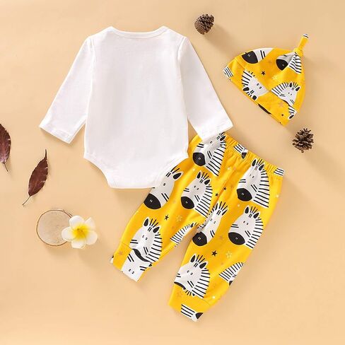 Baby Boy Clotehs Infant Girls Romper Long Pants Hat 3 Pcs Outfits Set Fall Spring 0-18M in Saudi Arabia
