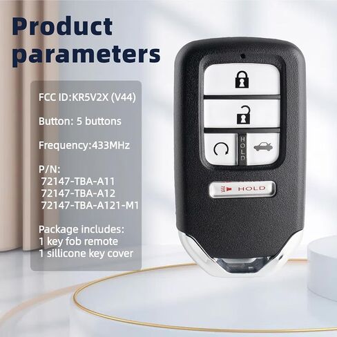 Key Fob Remote Replacement Compatible with Honda Civic 2016 2017 2018 2019 2020 2021 Smart Keyless Entry Remote Car Key KR5V2X(V44)，72147-TBA-A11 in Saudi Arabia