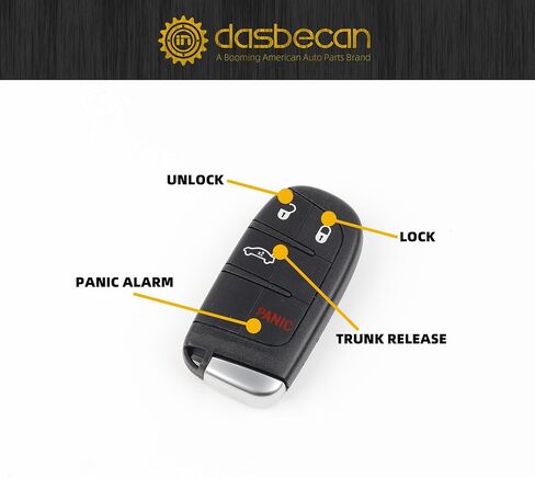 Dasbecan Key Fob Replacement Keyless Entry 4 Buttons Compatible with Chrysler 200 2015-2018 Chrysler 300 Dodge Challenger Charger 2019-2021 Smart Remote Control Replace# 68155686AB M3M-40821302 in Saudi Arabia