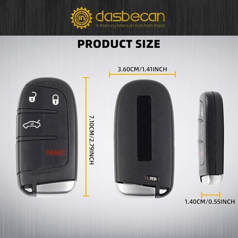 Dasbecan Key Fob Replacement Keyless Entry 4 Buttons Compatible with Chrysler 200 2015-2018 Chrysler 300 Dodge Challenger Charger 2019-2021 Smart Remote Control Replace# 68155686AB M3M-40821302 in Saudi Arabia