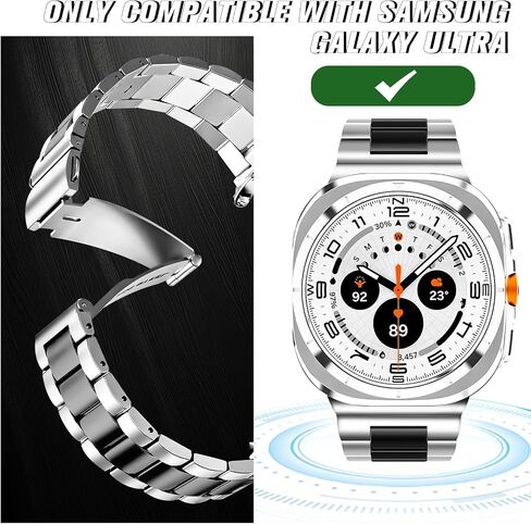 Stainless Steel Bands Compatible for Samsung Galaxy Watch Ultra 47mm(2024), No Gap Solid Metal Replacement Business Strap for Men Women in Saudi Arabia