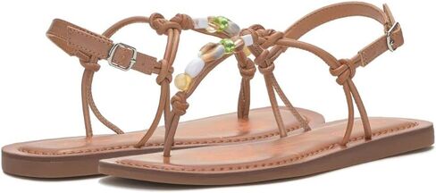 Lucky Brand Women's Beiwen Beaded T-Strap Sandal Flat, Tan, 12 in Saudi Arabia
