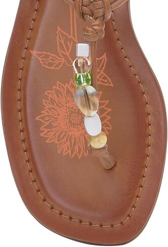 Lucky Brand Women's Beiwen Beaded T-Strap Sandal Flat, Tan, 12 in Saudi Arabia