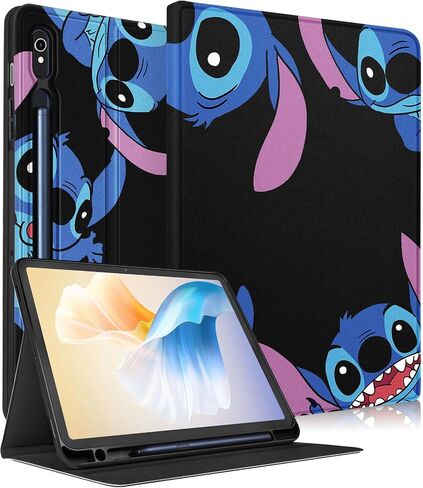 Trendy Fun for Samsung Galaxy Tab S9 Case 11 inch/ S9 Fe 5G 10.9 inch 2023 Cute Cartoon Character Kawaii Smart Covers for Girls Kids Boys Teens Design Stand Folio for Galaxy Tab S9/S9fe, BlackStit in Saudi Arabia