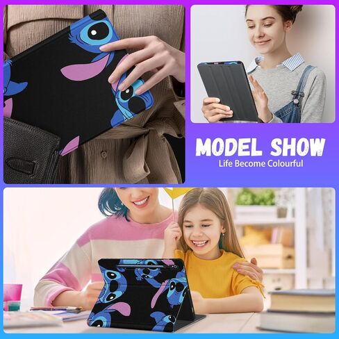 Trendy Fun for Samsung Galaxy Tab S9 Case 11 inch/ S9 Fe 5G 10.9 inch 2023 Cute Cartoon Character Kawaii Smart Covers for Girls Kids Boys Teens Design Stand Folio for Galaxy Tab S9/S9fe, BlackStit in Saudi Arabia
