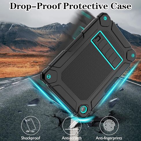 حافظة LTROP لهاتف Samsung Galaxy Tab A9+ Plus 2023 (SM-X210/X216/X218) مقاس 11 بوصة، حافظة متينة مقاومة للصدمات لجهاز Galaxy Tab A9+ / A9 Plus مع مسند للرجال والأطفال الصغار والأولاد والبنات، باللون الأسود والفيروزي in Kuwait