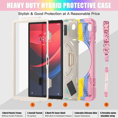 TSQQST for Lenovo Tab M11 Case 2024 TB-330FU for Kids | Full Body Protection Case with [360 Rotating Stand] & Hand Strap Function Cover for Lenovo M11 Tablet 11 Inch | Black in Kuwait