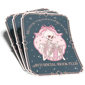 Lifetime Membership to The Anti Social Book Club Sticker Reading Lover Nerd Book Addict Bookish Waterproof Vinyl Stickers Adult for Kindle Laptop Tumbler Water Bottle Notebook - Size 3"x2.3" (3)