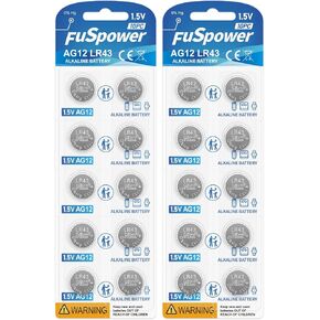 AG12 LR43 386 Battery 1.5V Alkaline SR43sw Watch Battery (20 Count (Pack of 1))