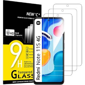 NEW'C [3 Pack Designed for Xiaomi Redmi Note 11 4G (6.5"), Redmi Note 11S 4G Screen Protector Tempered Glass, Case Friendly Anti Scratch, Bubble Free, Ultra Resistant