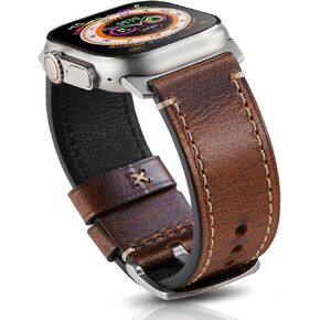 Gitalian Leather Band Compatible with Apple Watch Band 49mm 45mm 44mm 42mm for Men, Genuine Leather Replacement Strap for iWatch Ultra2/1 Series 9 8 7 6 5 SE2, Oil Brown