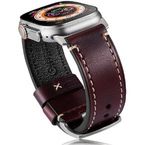 Gitalian Leather Band Compatible with Apple Watch Band 49mm 45mm 44mm 42mm for Men, Genuine Leather Replacement Strap for iWatch Ultra2/1 Series 9 8 7 6 5 SE2, Oil Brown