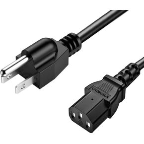 Universal AC Power Cable Cord for Personal Computer,PC Monitor, Plasma Bravia UHD Smart TV,Printer Power Supply Replacement 3 Prong (NEMA 5-15P to IEC320C13) 10A 125V Extension Power Cable Plug