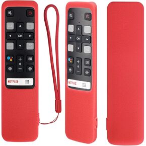 CHUNGHOP Protective Silicone Remote Case for TCL RC802V FMR1 FNR1 Smart Voice Remote Control, Shockproof, Washable and Skin-Friendly, Anti-Lost Remote Cover with Loop (Black)