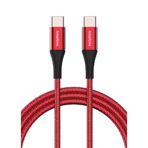 USB C to USB C Cable 4Ft, 3A Fast Charging USB C Nylon Braided Cable, Type C Cable for iPhone 15/15 Pro/15 Plus/15Pro Max,Samsung Galaxy S24/S23,iPad Pro 2021,iPad Air 4 - Black
