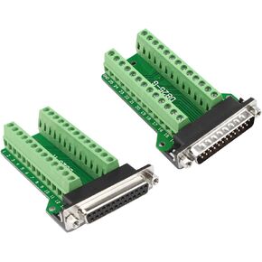 DB25 D-SUB Male and Female Port Breakout Board Connector 25 Pin 2-Row Adapter RS232 Solderless PCB Board to Terminal Block Signal Module Breakout Board with Thumb Screws