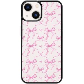 Aesthetic Pink Ribbons Bow Tie Pattern Case Compatible with iPhone 14,Pink Bows Phone Case,Custom Bow Protective Cases with Soft TPU Material for Women Girls (for iPhone 14)