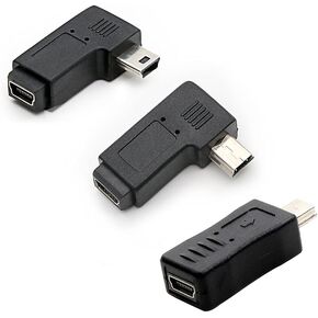 3 حزمة 90 درجة اليسار واليمين بزاوية محول USB صغير 5 دبوس ذكر وأنثى