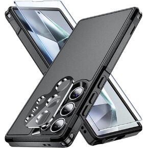 for Samsung Galaxy S24 Ultra Case,[15 FT Military Grade Drop Protection],with [9H Tempered Glass Screen +Camera Protector],Slim Heavy Duty Full Body Protection Phone case (Mysterious Black)