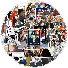 KC Grunge 50 PCS Retro Rockstar Stickers Vinyl Memorial Decal Photocard Set for Water Bottles, Laptops, Phone