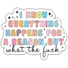 (3Pcs) I Know Everything Happens for A Reason But Wtf Sticker - Mental Health Sticker - Positivity Sticker - Self Love Sticker - Stickers 3X3 - Sticker Wall - Laptop - Cell - Tumbler