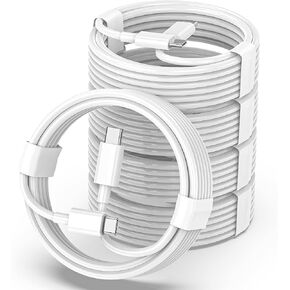 USB C to USB C Charging Cable 3ft 60W 5Pack, USB C Cable for Charging Apple, Type C to Type C Fast Charger Cord Compatible for iPhone 15/15 Pro/15 Pro Max/15 Plus,iPad Pro, Air5, MacBook Air (White)