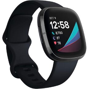 Fitbit Sense Health & Fitness Smartwatch W/GPS, Bluetooth Call/Text, Heart Rate SpO2, ECG, Skin Temperature & Stress Sensing (S & L Bands, 90 Day Premium Included) International Version (Graphite)