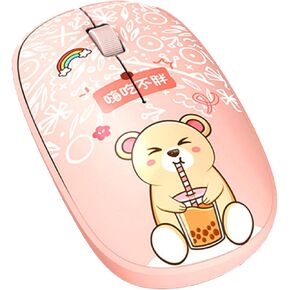 Computer Mouse,2.4G Cute Silent Wireless Mouse Slim Cartoon USB Mouse Optical Portable Mice for Laptop, Notebook, PC, Computer, MacBook- (White)