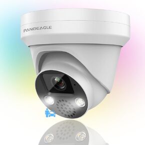 PANOEAGLE 8MP Full Color Security Turret POE IP Camera with F1.0 Full Color Night Vision,2-Way Audio, AI Human/Vehicle Detection, 2.8mm Lens, Micro SD Slot(512GB), IP67 Waterproof
