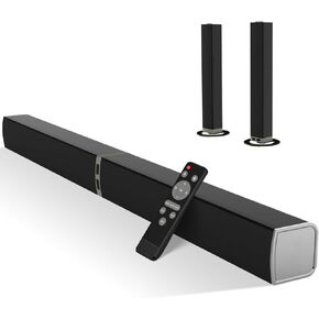 MZEIBO TV Sound Bar, Sound Bars for Smart TV, Bluetooth 5.0 Soundbar 60W 32Inch Detachable Soundbars with HDMI-ARC/Optical/AUX Connection, TV Speakers Soundbar (Light Black/Silver) in Kuwait