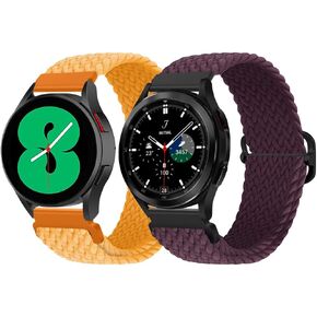 Qimela 2-Pack Sport Bands Compatible with Samsung Galaxy Watch 6 5 4 40mm 44mm,Galaxy Watch 6 4 Classic Band 42mm 46mm 43mm 47mm/Watch 5 Pro Band 45mm/Active 2,Stretchy Braided 20mm Replacement Strap