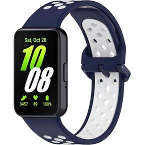 Silicone Sport Band for Samsung Galaxy Fit 3 Breathable Two-tone Porous Replacement Watch Strap for Galaxy Fit 3 2024 SM-R390 Women Men