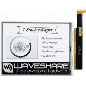 Waveshare7.8inch E-Ink Raw Display Compatible with Raspberry Pi 4B/3B+/3B/2B/B+/A+/Zero/Zero W/WH/Zero 2W Series Boards 1872×1404 Resolution with Parallel Port without PCB Supports Partial Refresh