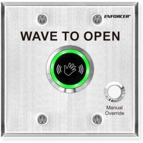 Seco-Larm SD-9463-KSVQ Outdoor Double-Gang Wave-to-Open Sensor with Manual Override; No-touch; Sensor Up to 7inches; Weatherproof (IP65); 1.2A Relay; LED Illuminated; Stainless Steel; 12 to 24 VDC