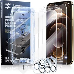 SmartDevil 3-Pack Screen Protector for iPhone 13 with 3-Pack Camera Lens Protector, Clear 9H Tempered Glass Film, Super Fast Installation (Dust-Free & Bubble-Free), Alignment Tool