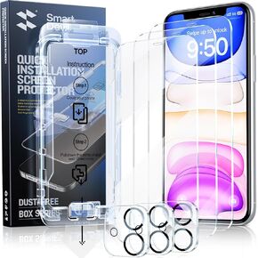 SmartDevil 3-Pack Screen Protector for iPhone 13 with 3-Pack Camera Lens Protector, Clear 9H Tempered Glass Film, Super Fast Installation (Dust-Free & Bubble-Free), Alignment Tool