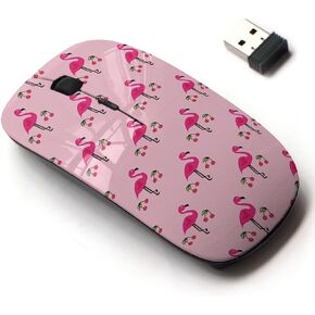 2.4G Wireless Mouse with Cute Pattern Design for All Laptops and Desktops with Nano Receiver - Pink Flamingos can