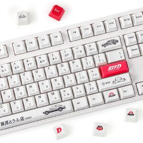 أغطية مفاتيح YIMAGUJRX الأولية D - أغطية مفاتيح يابانية AE86 PBT، 108 مفاتيح أولية D مخصصة لصبغ التسامي XDA للوحة المفاتيح الميكانيكية (أحمر) in Kuwait