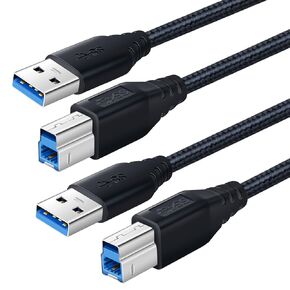 OKRAY USB A to USB B 3.0 Cable Superspeed Type A to B Male to Male Cable 6FT Nylon Braided USB-A to USB-B Cord for USB Hub/External Hard Drivers/Docking Station/Scanner/Monitor/Printer (2-Pack)