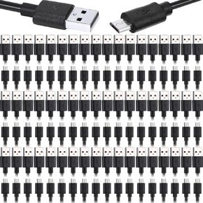 50 Pcs Micro USB Cable Bulk, 3.3 Ft Fast Charging Cable 2A Black Cable Charge Cord Compatible with Samsung Galaxy S7 S6 Edge J7 S5, Note 5 4, K40 K20, Kindle, PS4, Tablet